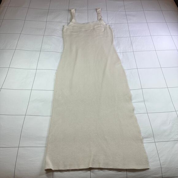 Babaton Dress Womens Large Birch Cream Chase Ribbed Midi Sleeveless Side Slit - Picture 3 of 12